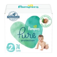 Pampers Pure Protection Diapers Super Pack, Size 2, 12-18 lb, 74 count