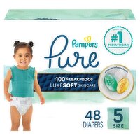 Pampers Pure Luxe Soft Skincare Diapers, Size 5, 27+ lb, 48 count