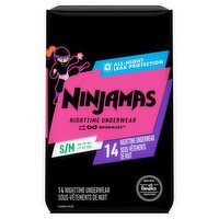 NINJAMAS Nighttime Underwear Jumbo Pack, Size S/M, 38-70 lbs, 14 count