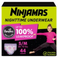 Ninjamas Nighttime Underwear, Size S/M, 38-70 lbs, 44 count