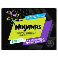 Ninjamas Nighttime Underwear Super Pack, Size S/M, 38-70 lbs, 44 count