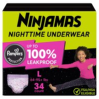 Ninjamas Nighttime Underwear Super Pack, Size L, 64-95+ lbs, 34 count