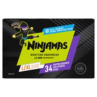 Ninjamas Nighttime Underwear, Size L, 64-95+ lbs, 34 count