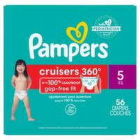 Pampers Cruisers 360° Gap-Free Fit Diapers, Size 5, 27+ lb, 56 count, 56 Each