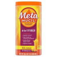 Metamucil 4-in-1 Psyllium Husk Fiber Supplement, Real Sugar, 72 tablespoons, Orange Flavored,  Dail, 30.4 Ounce