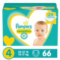 Pampers Swaddlers Active Baby Diapers, Size 4, 22-37 lb, 66 count