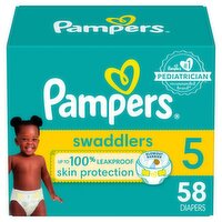 Pampers Swaddlers Active Baby Diapers Super Pack, Size 5, 27+ lb, 58 count