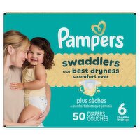 Pampers Swaddlers Diapers Super Pack, Size 6, 35+ lb, 50 count