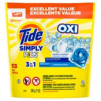 Tide Simply Pods Fresh Scent Oxi 3 in 1 Powerful Detergent Excellent Value, 13 count, 7 oz