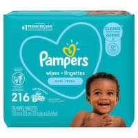 Pampers Baby Clean Baby Fresh Scent Wipes, 3 pack, 216 count, 216 Each