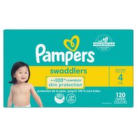 Pampers Swaddlers Diapers, Size 4, 15-34 lbs, 120 Count