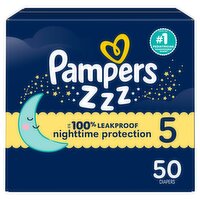 Pampers ZZZ Diapers Super Pack, Size 5, 27+ lb, 50 Count