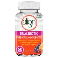 align Dualbiotic Fruit Flavored Prebiotic + Probiotic Dietary Supplement, 60 count