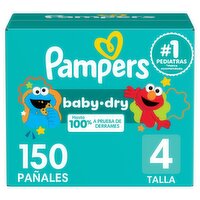 Pampers Baby-Dry Ultra Cushiony Diapers, Size 4, 15-34 lbs, 150 count