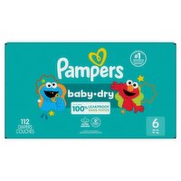 Pampers Baby-Dry 123 Sesame Street Diapers Enormous Pack, Size 6, 35+ lb, 112 count