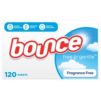 Bounce Free & Gentle Dryer Sheets, Unscented, 120 Count