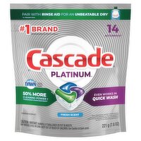 Cascade Platinum Fresh Scent Dishwasher Detergent, 14 count, 7.8 oz, 7.8 Ounce