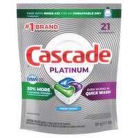 Cascade Platinum Fresh Scent Dishwasher Detergent Actionpacs, 21 count, 11.7 oz, 11.7 Ounce