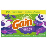 Gain 2 in 1 Aroma Boost + Softness Moonlight Breeze Dryer Sheets, 240 count, 240 Each