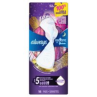 always Radiant Light, Clean Scent Extra Heavy Overnight Pads, Size 5, 18 count, 18 Each