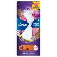 always Radiant with Flexfoam Overnight Flexi-Wings Light, Clean Scent Pads, Size 4, 20 count