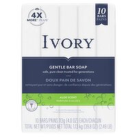 Ivory Aloe Scent Gentle Bar Soap, 4.0 oz, 10 count, 10 Each