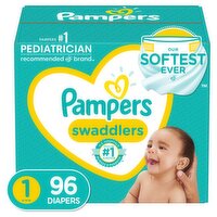 Pampers Swaddlers Diapers, Size 1, 8-14 lb, 96 count