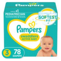 Pampers Swaddlers Diapers Super Pack, Size 3, 16-28 lb, 78 count