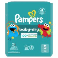 Pampers Baby-Dry Diapers, Size 5, 27+ lb, 24 count