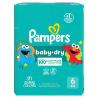 Pampers Baby-Dry 123 Sesame Street Diapers Jumbo Pack, Size 6, 35+ lb, 21 count, 21 Each