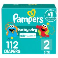 Pampers Baby-Dry Diapers Super Pack, Size 2, 112 count