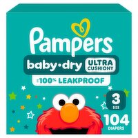 Pampers Baby-Dry Ultra Cushiony Diapers, Size 3, 13-26 lbs, 104 count