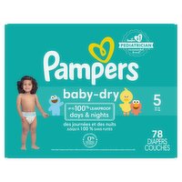 Pampers Baby Dry Ultra Cushiony Diapers, Size 5 (20-37 lbs), 78 Count, Up to 100% leakproof 