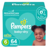 Pampers Baby Dry Diapers Super Pack, Size 6, 64 count