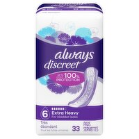 Always Discreet Extra Heavy Pads, 33 count