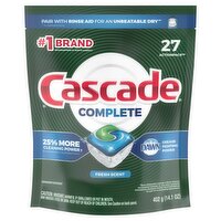 Cascade Complete Fresh Scent Dishwasher Detergent Actionpacs, 27 count, 14.1 oz