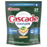 Cascade Complete Lemon Scent ActionPacs Dishwasher Detergent, 27 count, 14.1 oz, 14.1 Ounce