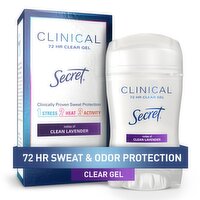 Secret Clinical Strength Clear Gel Antiperspirant and Deodorant for Women, Clean Lavender, 1.6 oz