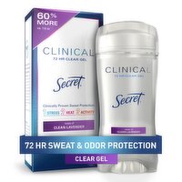 Secret Clinical Strength Clear Gel Antiperspirant and Deodorant for Women, Pro-Hyaluronic Acid, Cle