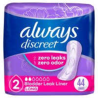 Always Discreet Bladder Leak Long Liners, 44 count, 44 Each