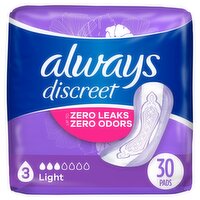 Always Discreet Light Pads, 30 count