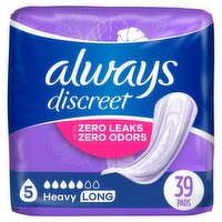 Always Discreet Heavy Long Pads, 39 count