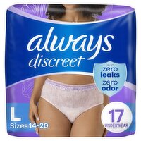Always Discreet Maximum Underwear, L, Sizes 14-20, 17 count, 17 Each