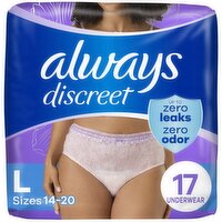Always Discreet Maximum Underwear, L, 17 count