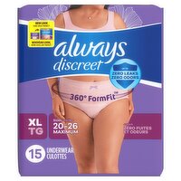 Always Discreet Maximum Underwear, XL, 15 count, 15 Each