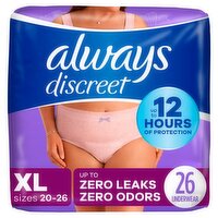 Always Discreet Maximum Underwear, XL, Sizes 20-26, 26 count