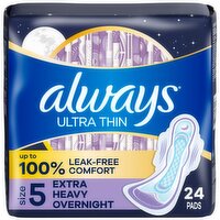 Always Ultra Thin Feminine Pads with Wings for Women, Size 5 24ct