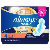 always Maxi Overnight Flexi-Wings Pads, Size 4, 26 count, 26 Each