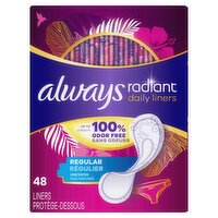 always Radiant Regular Unscented Daily Liners, 48 count, 48 Each