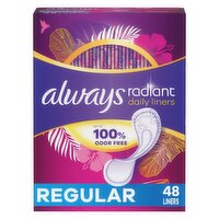 always Radiant Regular Unscented Daily Liners, 48 count, 48 Each